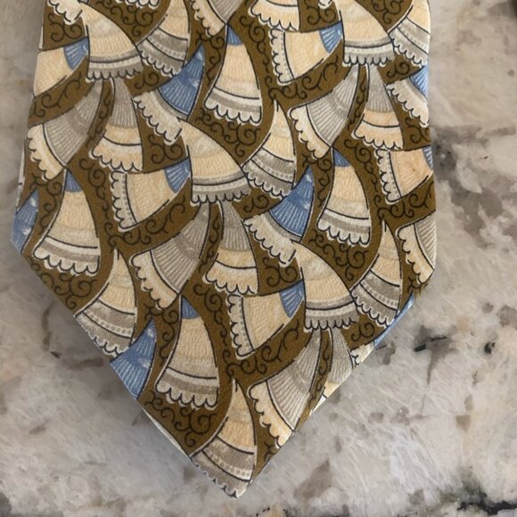 Valentino Cravatte Men’s Silk Tie Made in Italy Beige Brown Blue Gold Black - Picture 4 of 9